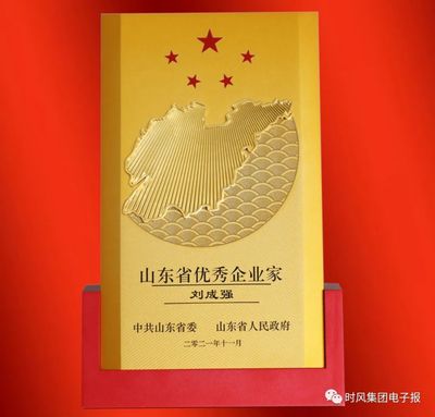 時風(fēng)集團(tuán)董事長劉成強(qiáng)榮獲“山東省優(yōu)秀企業(yè)家”稱號